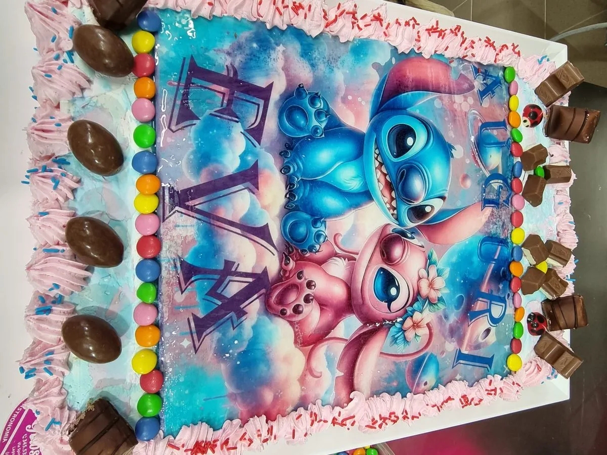 Torta Stitch Angel azzurra compleanno